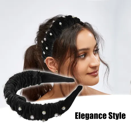 Unique Bargains - Rhinestone Glitter Padded Plush Headband