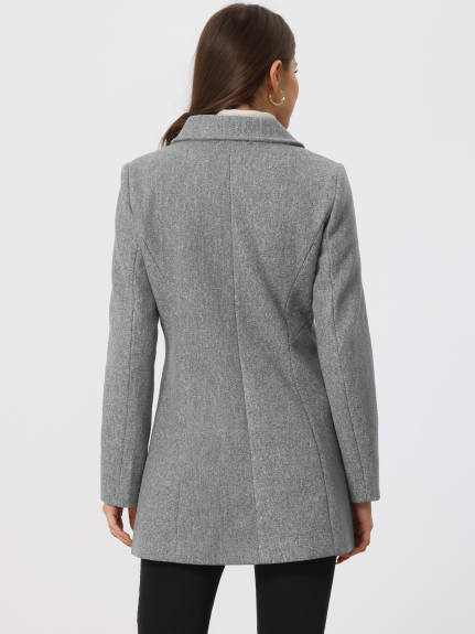 Allegra K- Lapel Collared Single Breasted Mid-Long Coat