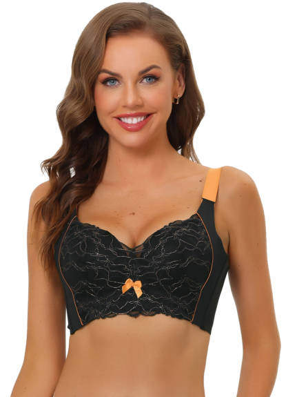 Allegra K- Longline High Back Padded Lace Push Up Bralette