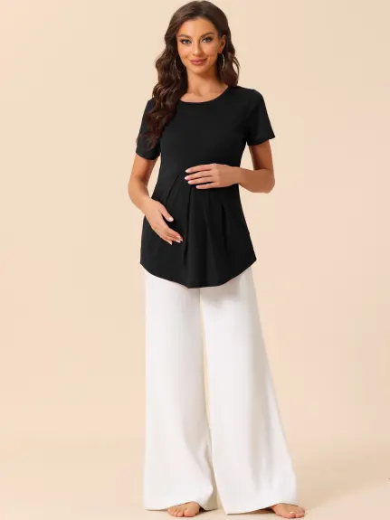 cheibear - Round Neck Casual Sleepwear Top