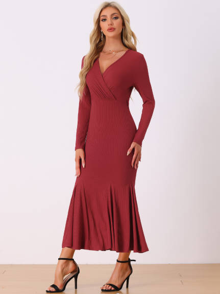 Allegra K - Bodycon Maxi Fishtail Knit Dress