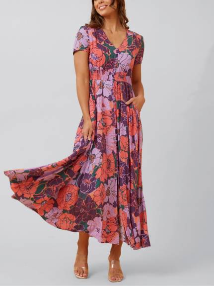 Annick - Christina Robe Maxi Évasée Imprimé Floral