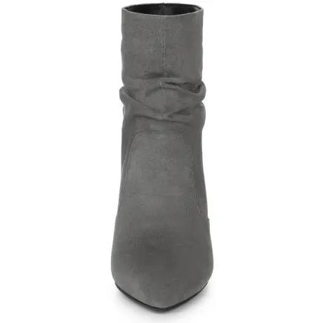 Allegra K - Slouch Pointed Toe Ankle Sock Boots