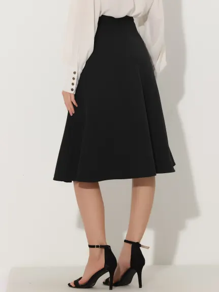 Allegra K - Elegant Flared A-Line Midi Skirt