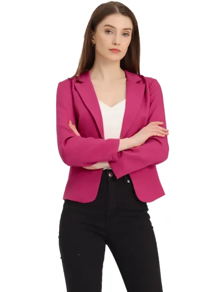 Allegra K- Open Front Crop Suit Blazer Jacket