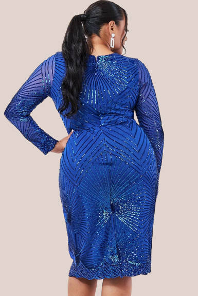 Goddiva  - Scalloped Hem Starburst Midi Dress - plus size