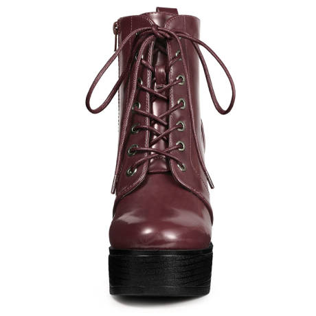 Allegra K - Platform Chunky High Heel Combat Boots