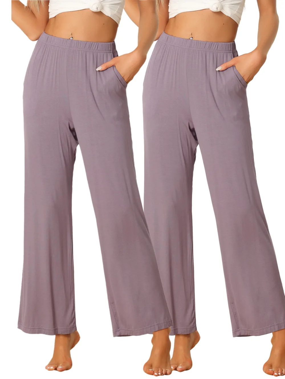 cheibear - Wide-Leg Sleep Pants 2-Pack, Combo 3