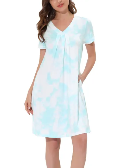 cheibear - Summer V-Neck with Pockets Lounge Nightgown