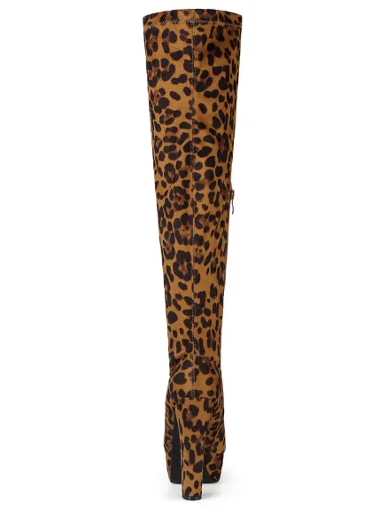 Allegra K - Platform Block Heel Over Knee High Boots