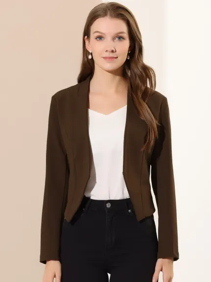 Allegra K- Suit Collarless Cropped Blazer Jacket