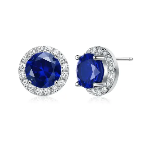 Rachel Glauber Square Stud Earrings with Colored Cubic Zirconia