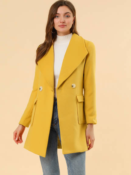 Allegra K- Shawl Collar Lapel Belted Long Trenchcoat