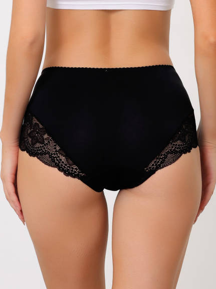 Allegra K- High Waist Lace Silky Brief Panties