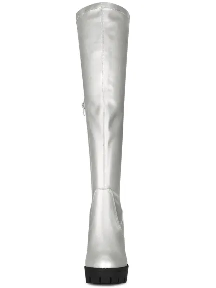 Allegra K - Chunky Heel Over Knee High Boots