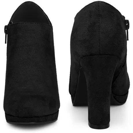 Allegra K - Round Toe Platform Zip-up Ankle Booties