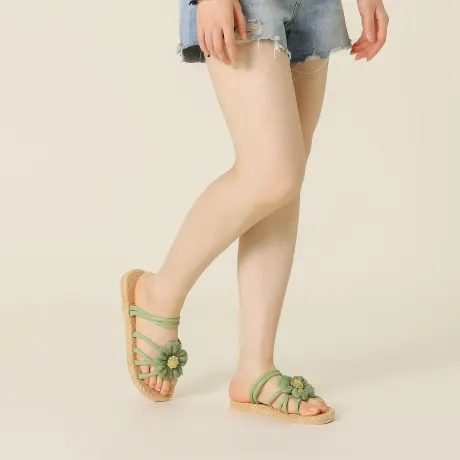 Allegra K - Gold Sunflower Decor Espadrille Flat Sandals