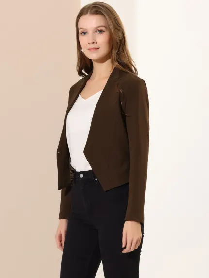 Allegra K- Suit Collarless Cropped Blazer Jacket