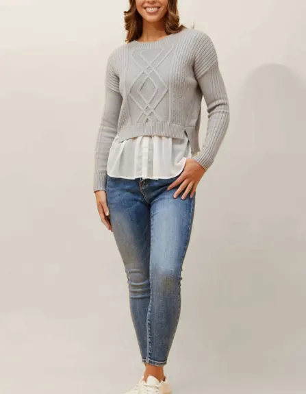 Annick - Ophelia Faux Layered Knit Sweater Shirt Effect