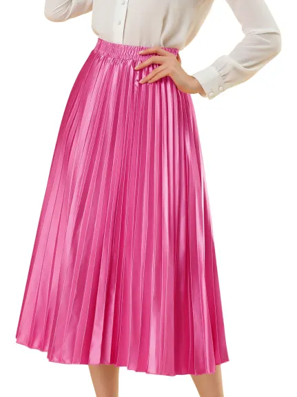 Allegra K - Elastic Waist Accordion Pleated Midi Skirt