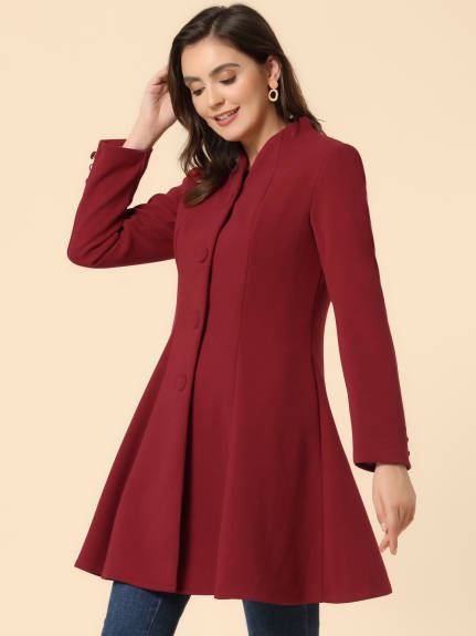 Allegra K- Single Breasted A-Line Swing Coat