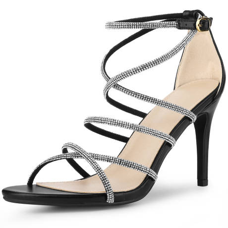 Allegra K- Open Toe Stiletto Heel Strappy Sandals