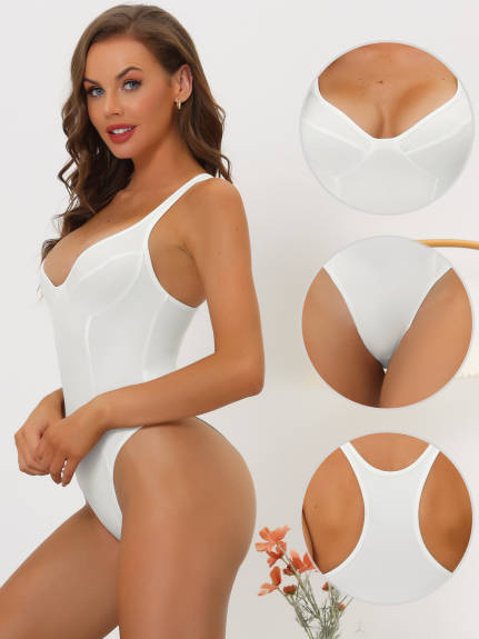 Allegra K - Deep V Neck Leotard Bodysuit Pack