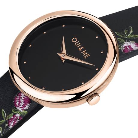 OUI & ME-Chérie 34mm 2 Hand Silver Flower Dial Watch With Stainless Steel And Rose Gold Bracelet