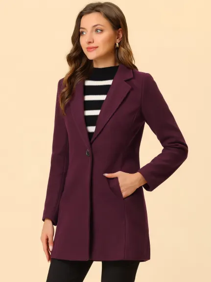 Allegra K- Classic Notched Lapel Long Overcoat