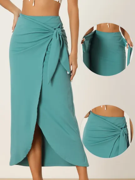 Allegra K- Boho High Waist Beach Tie Waist Wrap Skirt