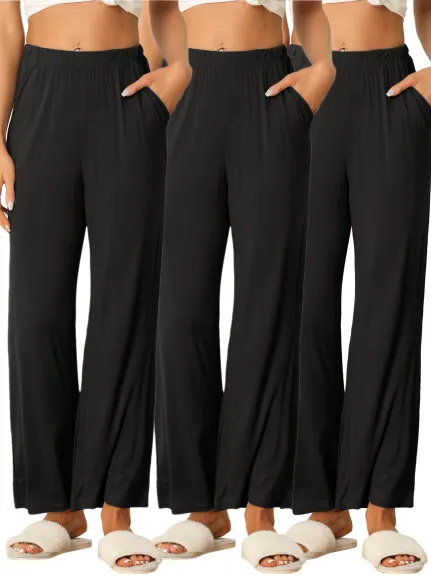 cheibear - Wide-Leg Sleep Pants 3-Pack