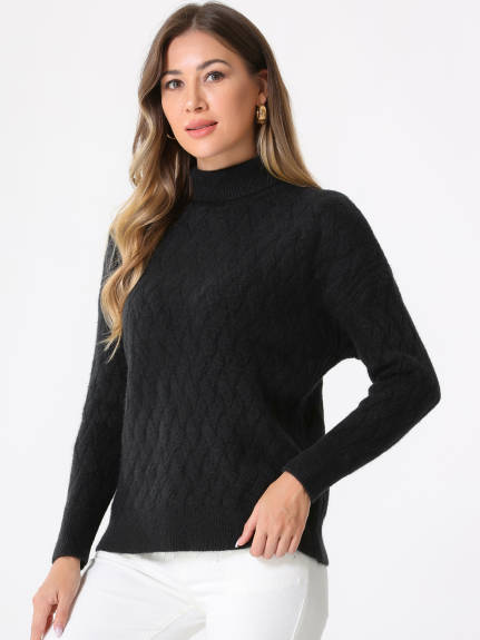 Allegra K - High Neck Ribbed Pullover Sweater