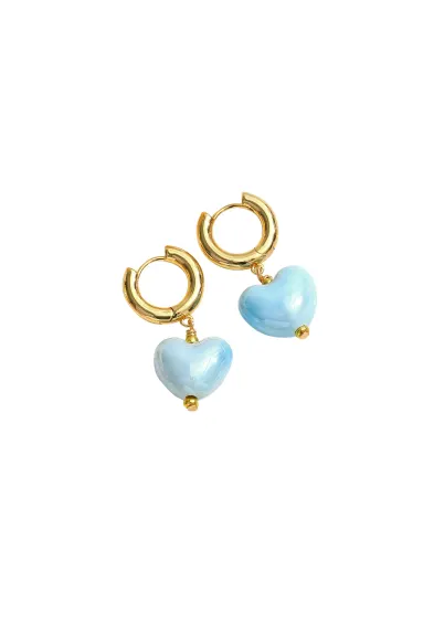 Classicharms-Ceramic Heart Dangle Earrings