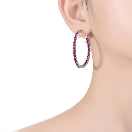 Rachel Glauber Big Hoop with Colored Cubic Zirconia Earrings