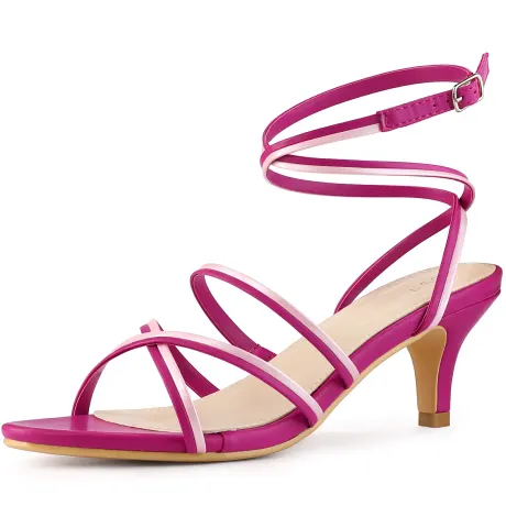 Allegra K- Contrast Color Kitten Heels Sandals