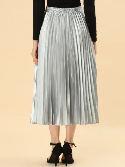 Allegra K - Elastic Waist Accordion Pleated Midi Skirt