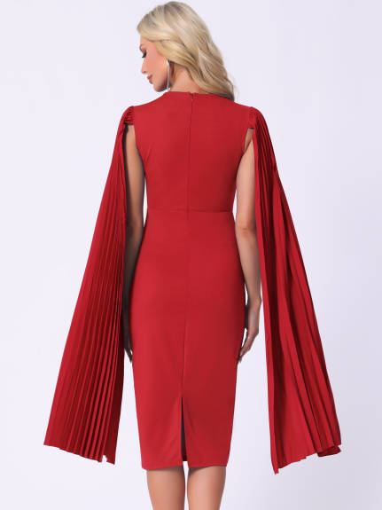 Allegra K - Cloak Sleeve Evening Pencil Cape Dress