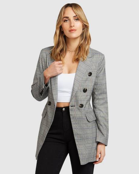 Belle & Bloom Too Cool For Work Plaid Blazer