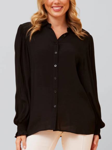 Annick - Cindy Shirt Long Puffy Fitted Sleeves Solid