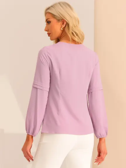 Allegra K - Keyhole Neck Long Sleeve Elegant Blouse