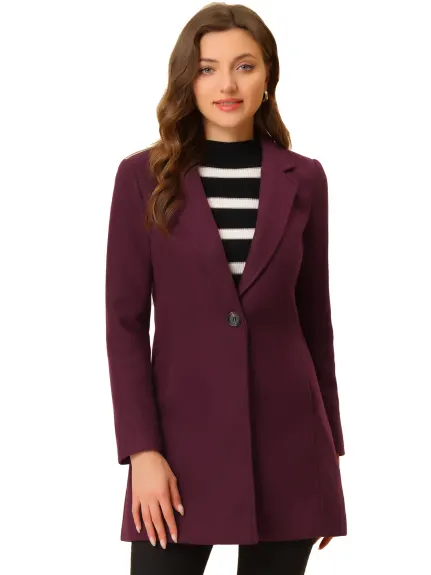 Allegra K- Classic Notched Lapel Long Overcoat