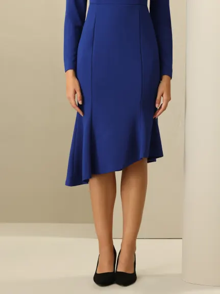 INSPIRE CHIC - Fishtails Belted Long Sleeve Formal Dress