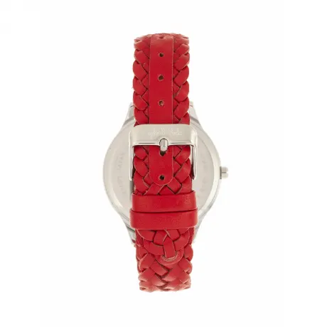 Sophie and Freda - Tucson Leather-Band Watch w/Swarovski Crystals - Gold/Coral