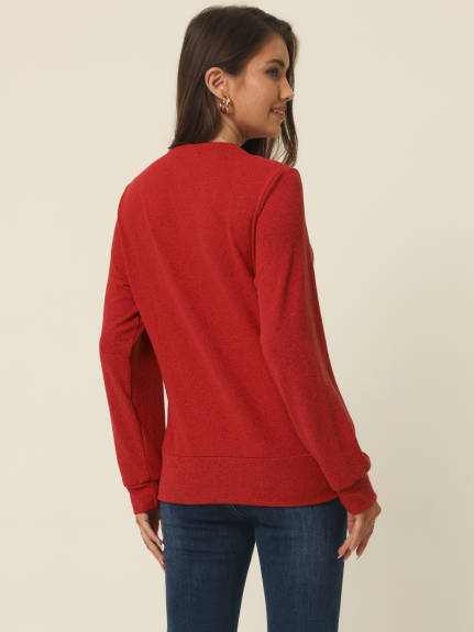 Allegra K- Square Neck Long Sleeve Knit Top