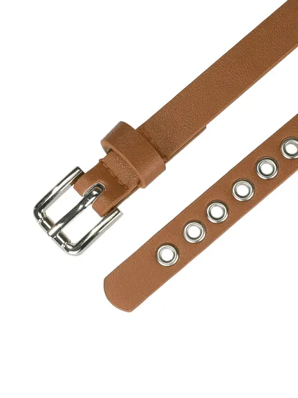 Allegra K- Ceinture à œillets Ceinture en cuir skinny grande taille