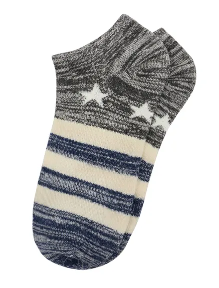 Allegra K- 5 Pairs Stripes Stars Low Cut Socks