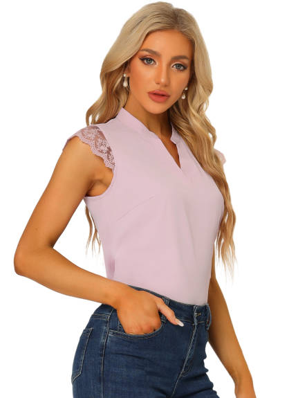 Allegra K- V Neck Sleeveless Blouse