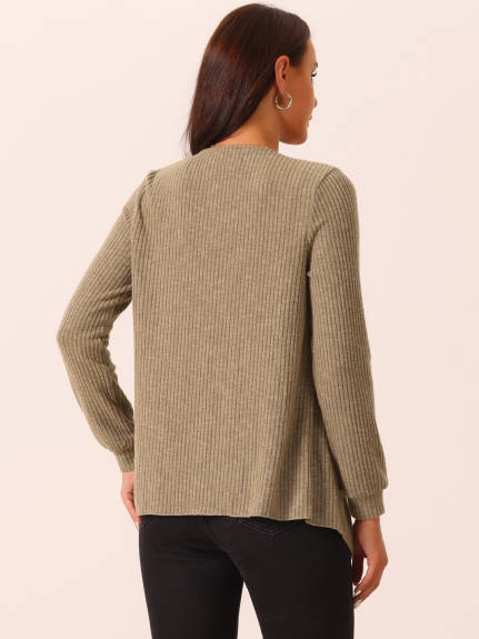 Allegra K - Sweater Knit Irregular Hem Drape Cardigan