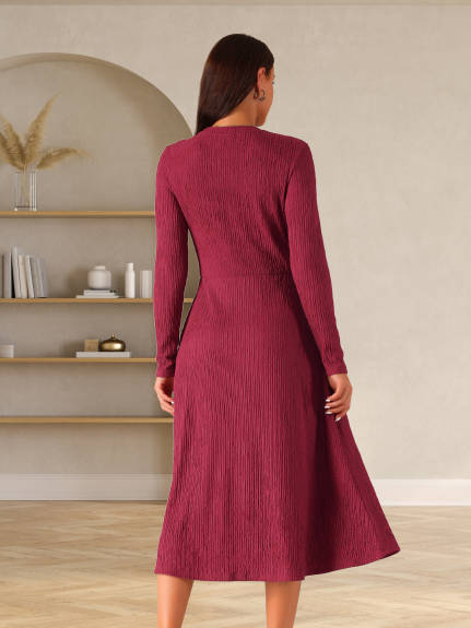 Allegra K - Spring Fall Knit A-Line Midi lONG Dress