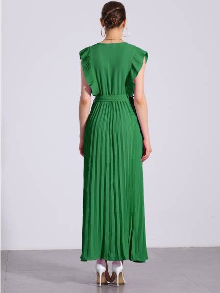 Allegra K - Wrap V-Neck Elegant Maxi Dress